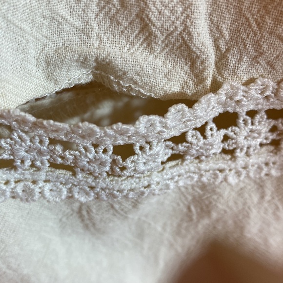 Faeriesty Linen Blend Wide Leg Pants  crochet Detail Size Medium Side Zip pocket - Picture 9 of 14